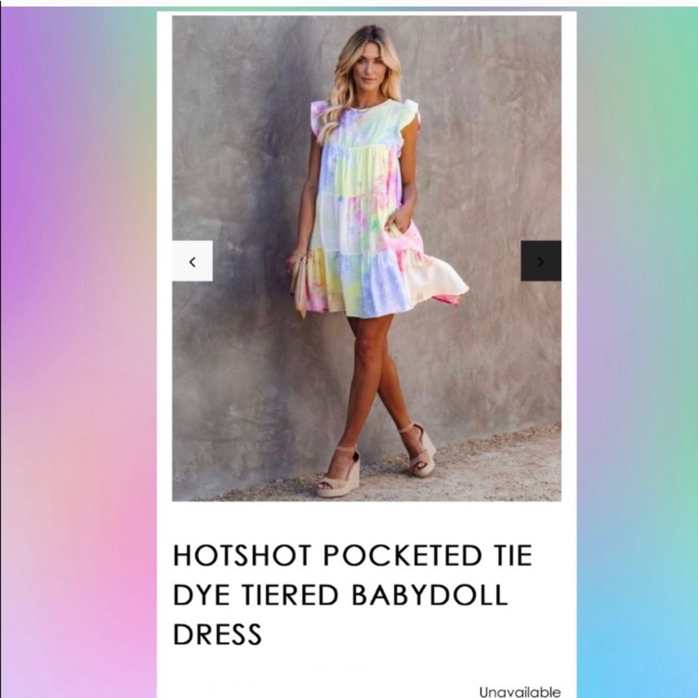 Vici hotshot pocketed tie dye babydoll dress 💕 - Picture 3 of 4